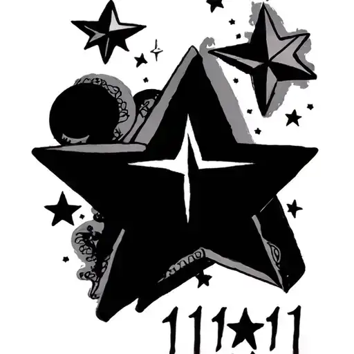11:11 with stars tattoo design idea
