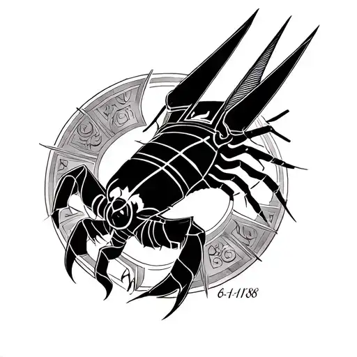 Birth date of 6-11-1986 inspired by my scorpio sign, God Anubis and the middle time manga for arm tattoo design idea