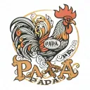 rooster with the word Papa spelled on it tattoo design idea