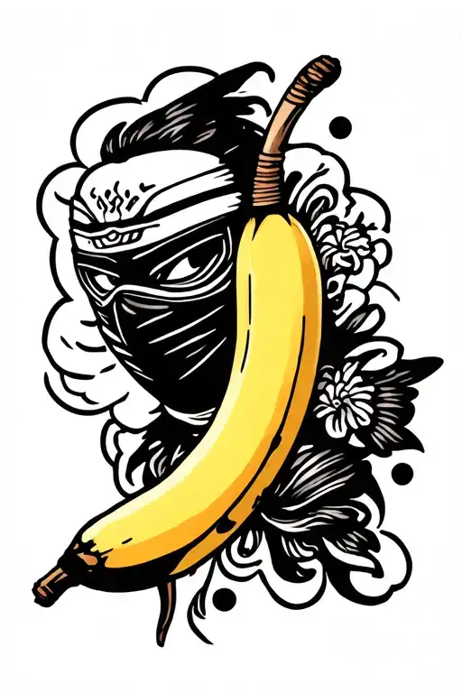 ninja with banana mask with state of Georgia outline tattoo design idea