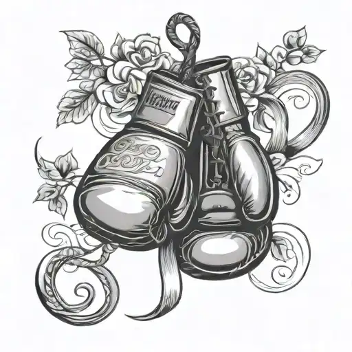 courage over comfort in cursive writing boxing gloves hanging tattoo design idea