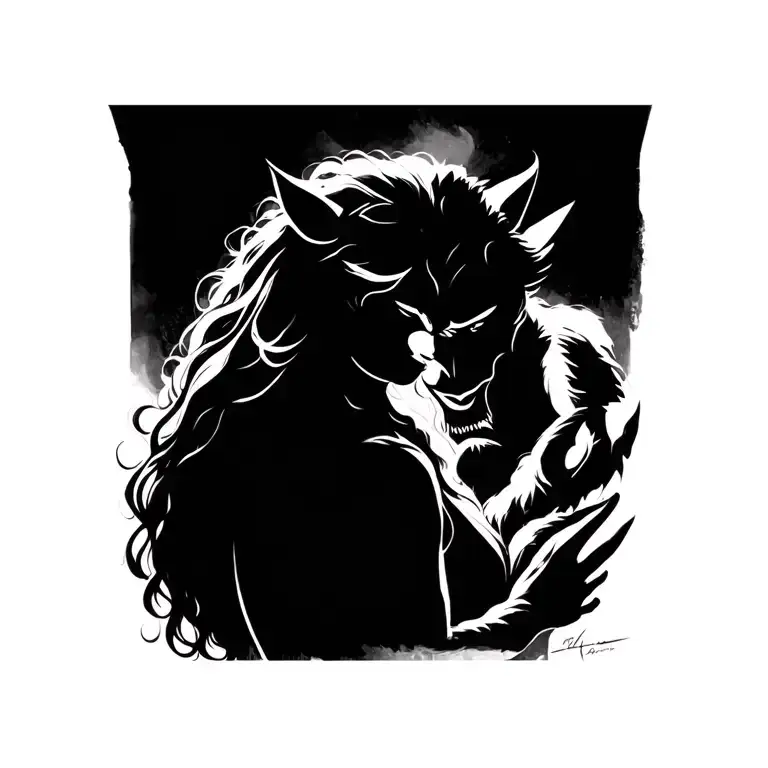 beauty and the beast tattoo design idea