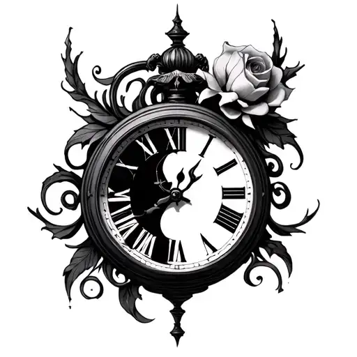 Memento Mori Clock tattoo design idea