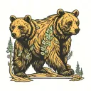 bear, forest; cubs, time tattoo design idea