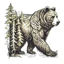 bear, forest; cubs, time tattoo design idea