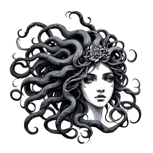 Medusa Full body shaped like tattoo design idea