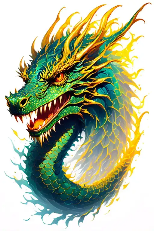 glittery yellow dragon scales breaking through skin  tattoo design idea