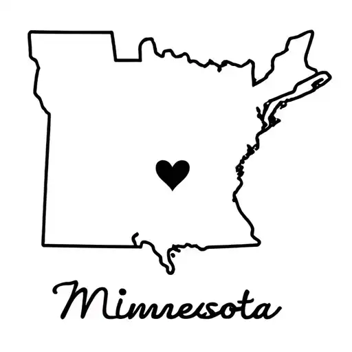 The word Minnesota connected to the world Tennessee by a line that has a heart in the middle tattoo design idea