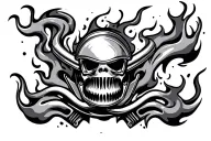 turbo and piston flames tattoo design idea