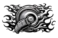 turbo and piston flames tattoo design idea