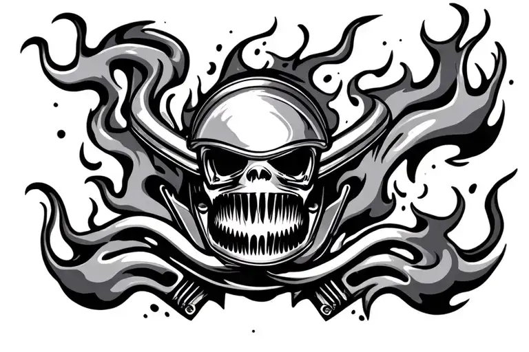 turbo and piston flames tattoo design idea