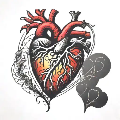 heart surrounded by heartbeat line tattoo design idea