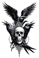 Morrigan goddes crows Celtic design skulls sleeve tattoo design idea