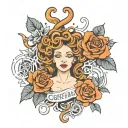 Generate a tattoo that includes Medusa, safety pin, heart, semicolon NEDA symbol, and the phrase don't FUCKING give up.  tattoo design idea