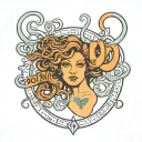 Generate a tattoo that includes Medusa, safety pin, heart, semicolon NEDA symbol, and the phrase don't FUCKING give up.  tattoo design idea