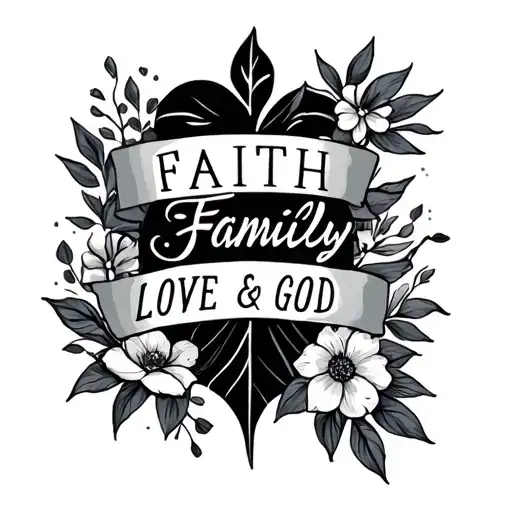 Faith, family, love, and God tattoo design idea