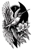 sketchy angel wing forearm memorial nana.   hummingbird .   sketchy design tattoo design idea