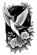 sketchy angel wing forearm memorial nana.   hummingbird .   sketchy design tattoo design idea