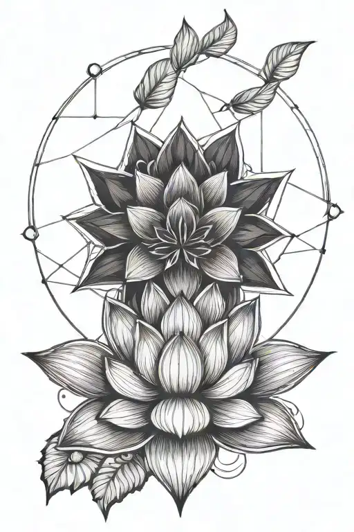 merkabah with lotus flower blooming tattoo design idea