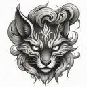evil kitsune mask tattoo design idea