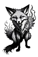 Angry fire fox full body tattoo design idea