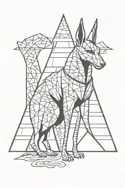 anubis and a pyramid  tattoo design idea
