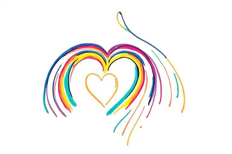rainbow heart shaped lock tattoo design idea