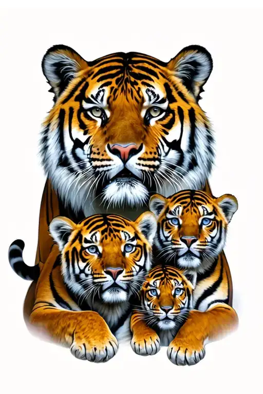 Tiger And 3 Cubs Tattoo tattoo design idea