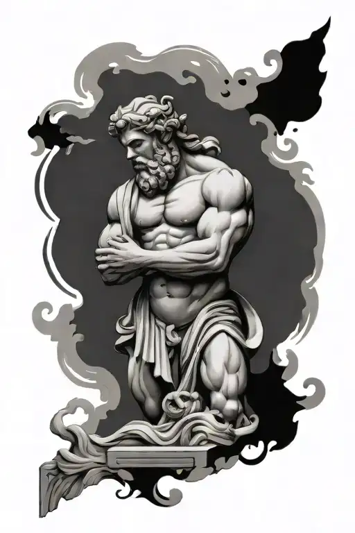 hercules and zeus like marble stature tattoo design idea