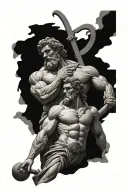 hercules and zeus like marble stature tattoo design idea
