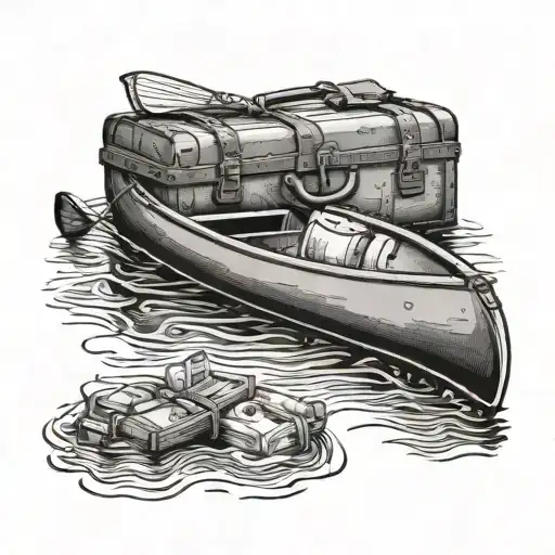 canoe with suitcase in it  tattoo design idea