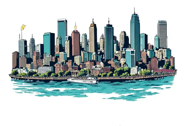 Queen City Artists logo city scape tattoo design idea