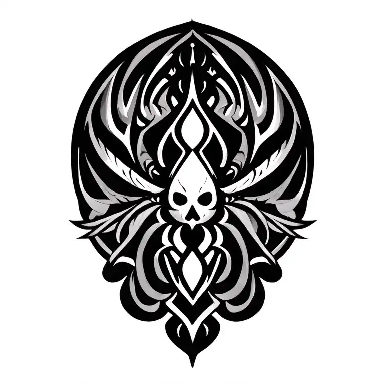 occult asthetic thick lines pattern tribal like tattoo design idea