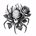 Spider, roses, spider webs, mummy tattoo design idea