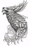 phoenix wolf head tattoo design idea