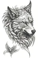 phoenix wolf head tattoo design idea