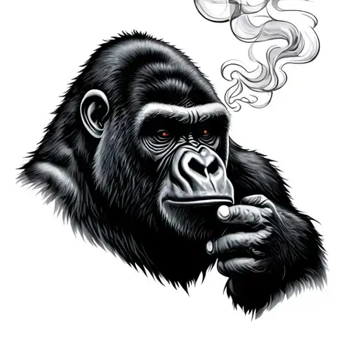 Gorilla Smoking tattoo design idea