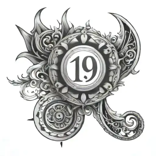 the number 19 tattoo design idea