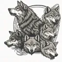 7 wolves one howling  tattoo design idea
