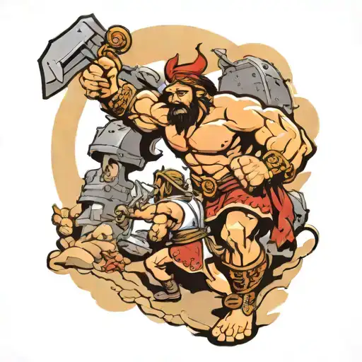 David and Goliath battle scene inspired tattoo design idea