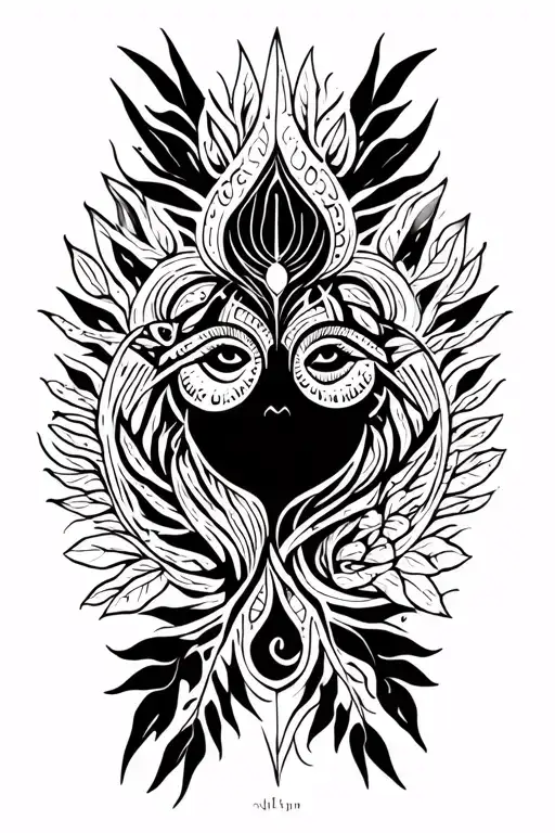 shamanic healer and nature inspired tattoo tattoo design idea
