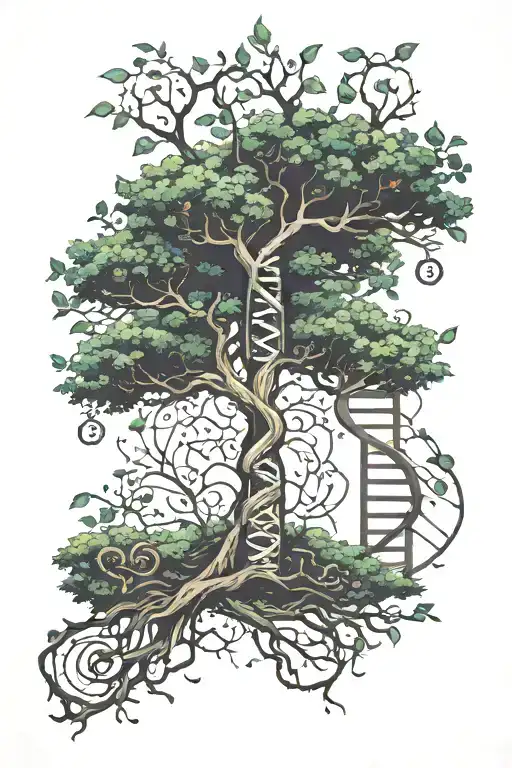 tree with dna strand tattoo design idea