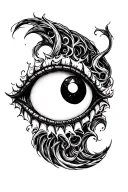 evil smiley face one eye tattoo design idea
