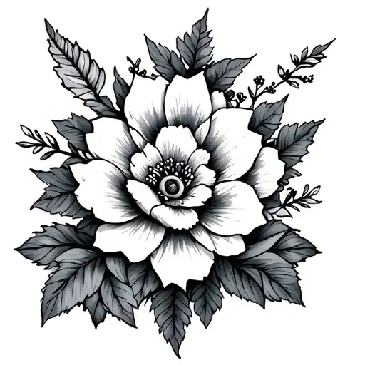 flowers, witchcraft inspired tattoo design idea