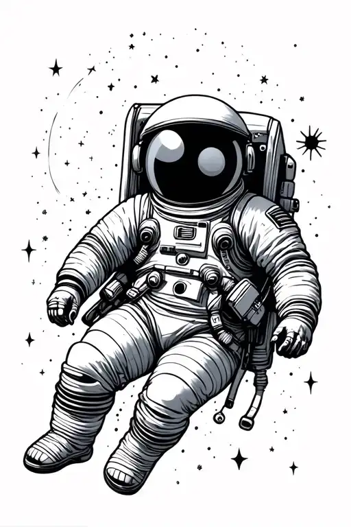astronaut floating in space tattoo design idea