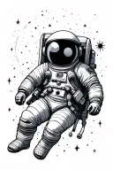 astronaut floating in space tattoo design idea