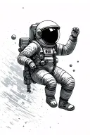 astronaut floating in space tattoo design idea