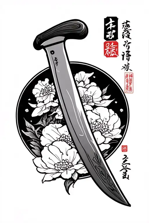 Japanese kiritsuke chef knife traditional style tattoo tattoo design idea
