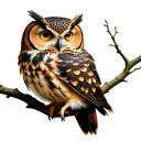 owl perched on a branch tattoo design idea