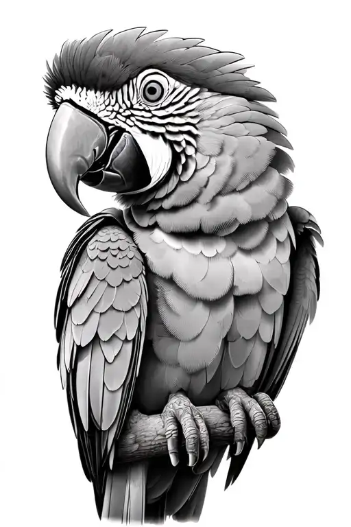 macaw interacting realistic. happy.  tattoo design idea